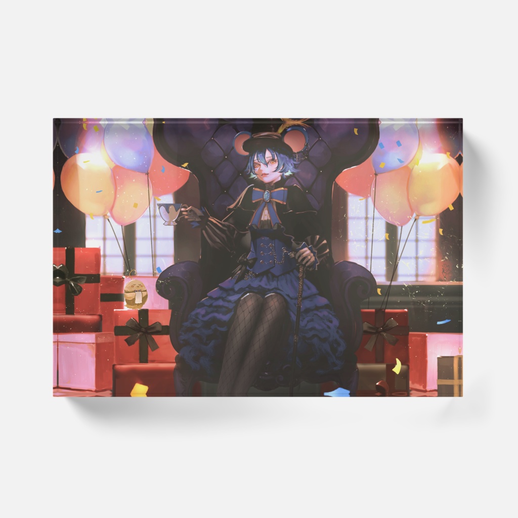 【睡鼠チュイ】3周年記念絵アクリルブロック-風船ver-