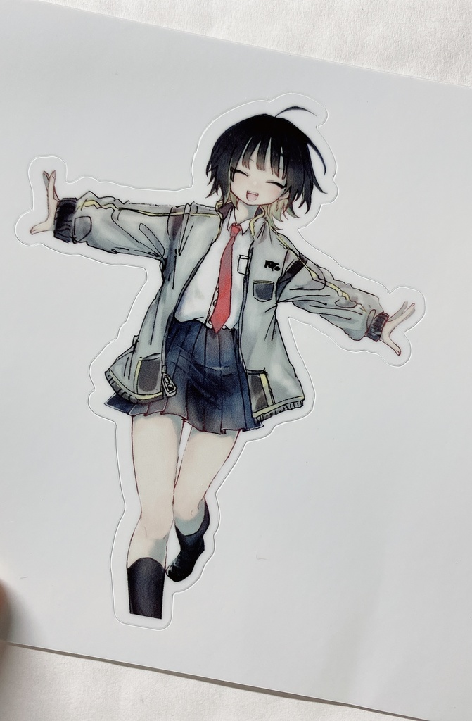 ジャージを羽織る制服の女の子ステッカー