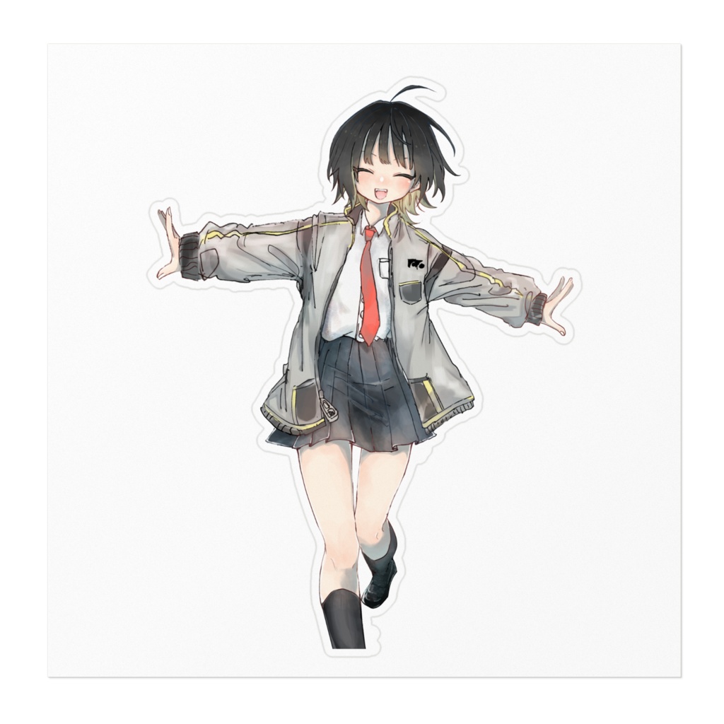 ジャージを羽織る制服の女の子ステッカー