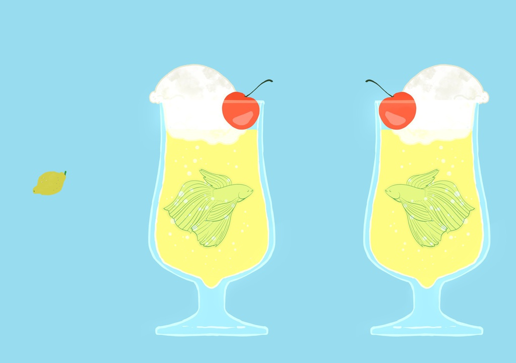 レモンフロートを泳ぐベタちゃん(5/5s/SE)