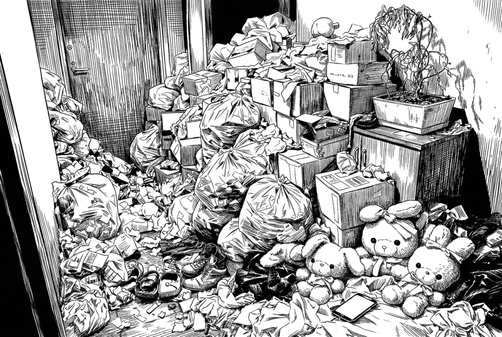 【無料有】汚部屋の背景素材(地雷系/独身男)【漫画/ゲーム用】