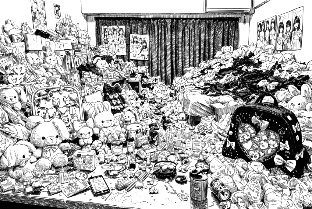 【無料有】汚部屋の背景素材(地雷系/独身男)【漫画/ゲーム用】