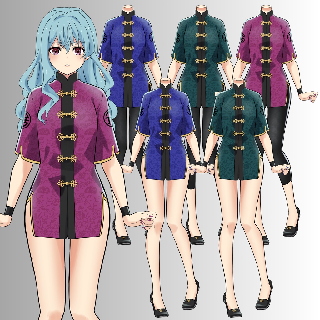 レギンスつき前ボタンチャイナ服【レディース】