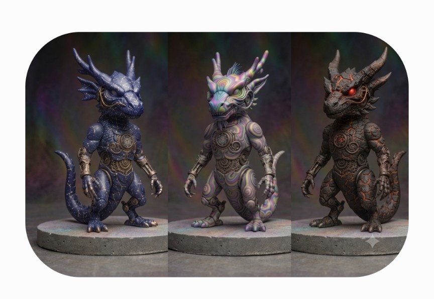 昭和レトロ⑤　リトグラフ　フォトアート　ポスターなどに　インディーズソフビ人形風　龍　竜　ドラゴン