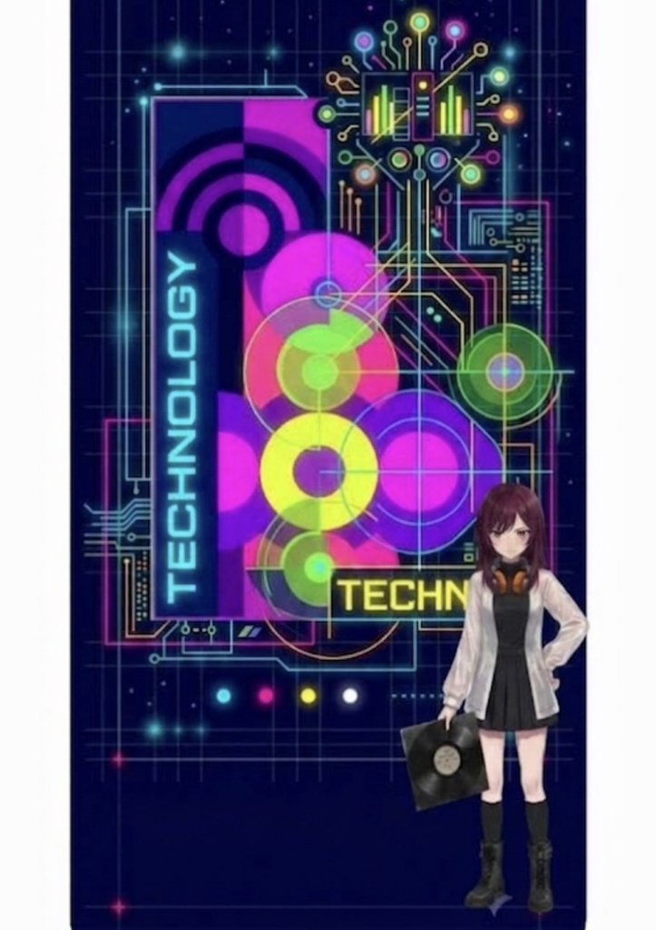 昭和レトロ⑭　テクノ　レコード　アバター女子　ポストカード　リトグラフ　ミニポスターなどに