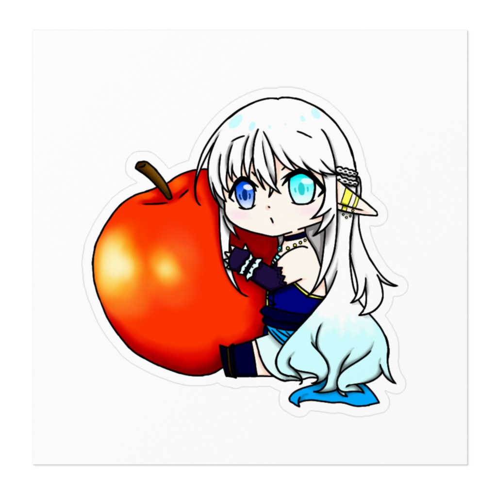 ちびハクちゃん リンゴハグステッカー