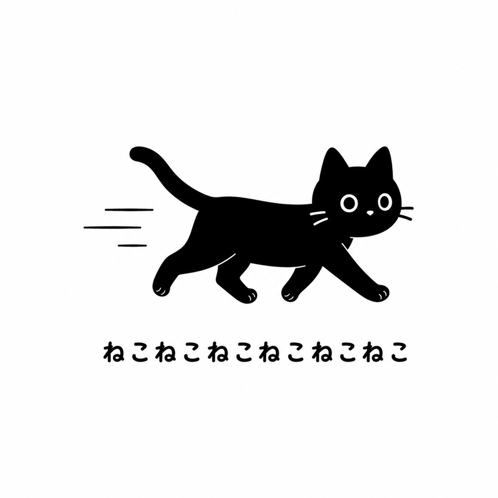 シンプル黒にゃんこ(小走り)