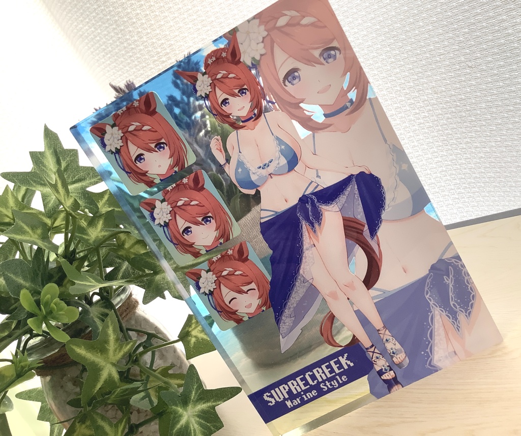 ウマ娘 スーパークリーク アクリルブロック An acrylic block of Super Creek, a character from Uma Musume Pretty Derby.