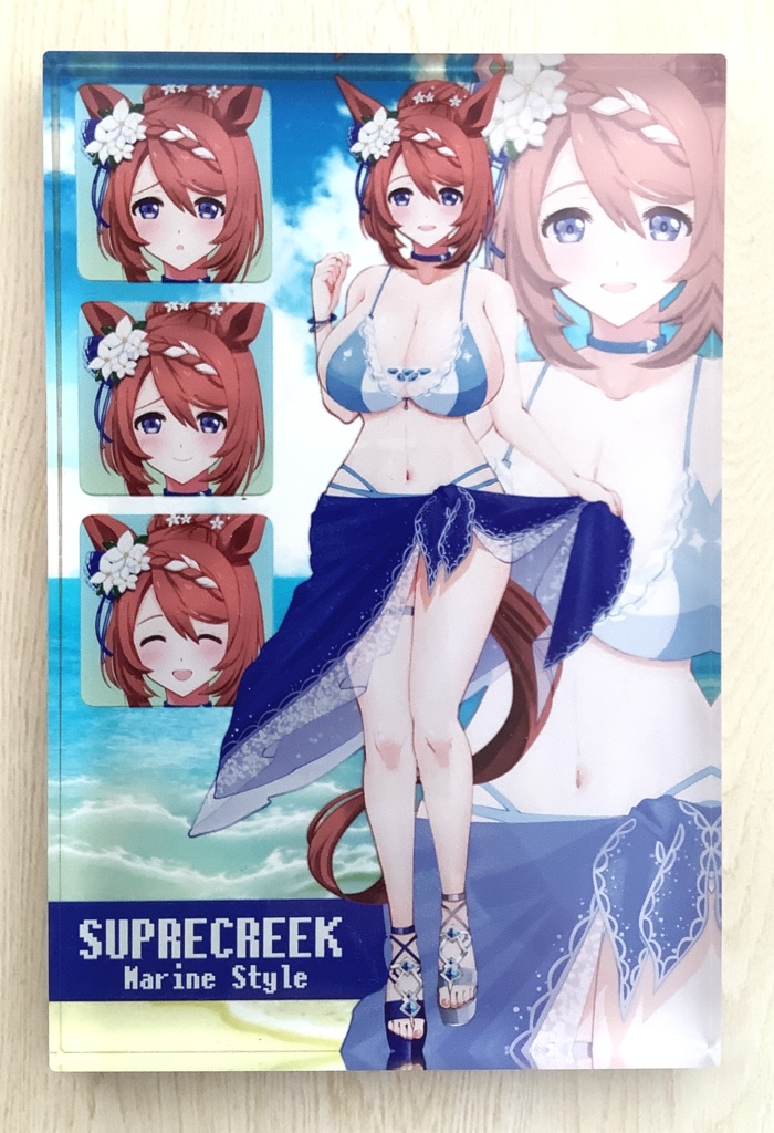ウマ娘 スーパークリーク アクリルブロック An acrylic block of Super Creek, a character from Uma Musume Pretty Derby.