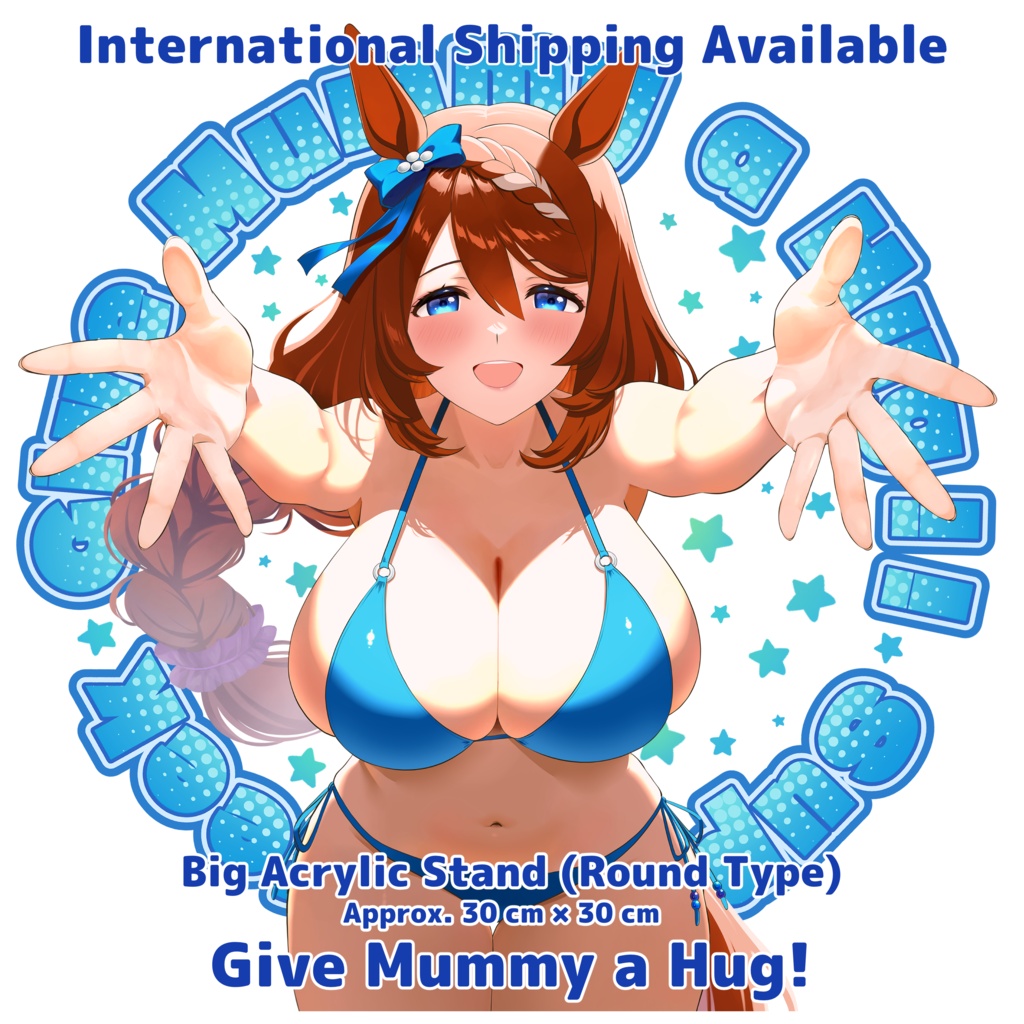 (International Shipping Available) Super Creek Big Acrylic Stand (Round Type) Approx. 30 cm × 30 cm “Give Mummy a Hug!”