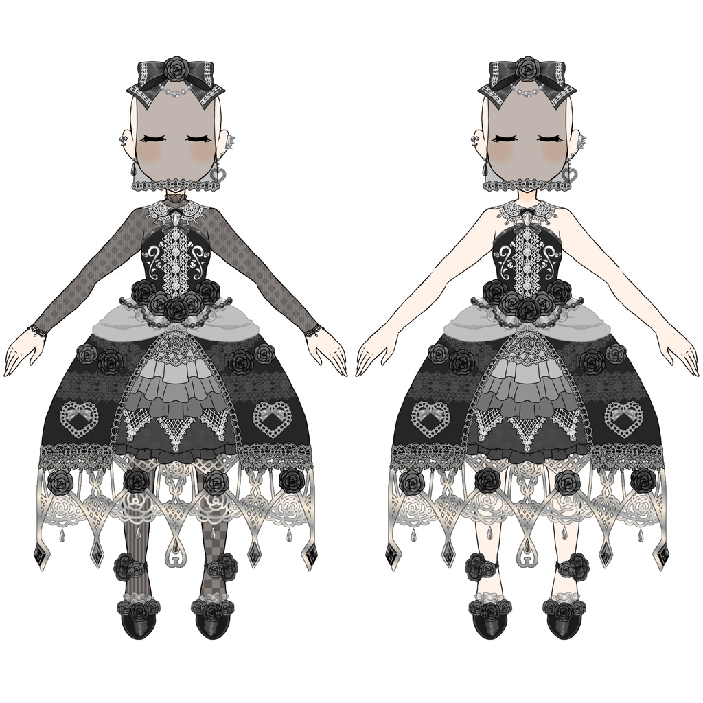 【全5色】ローズドレスコレクション🌹✨ロリータ衣装素材(Vライバー向け)