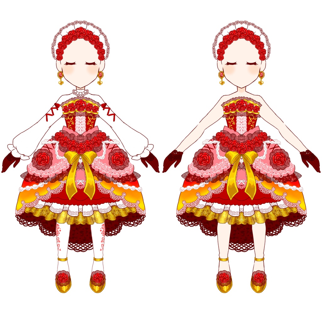 【全5色】ローズドレスコレクション🌹✨ロリータ衣装素材(Vライバー向け)