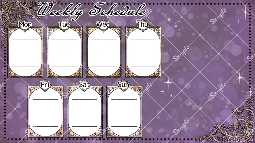 【フリー素材】Vtuber週間配信スケジュール表(ロココ)
