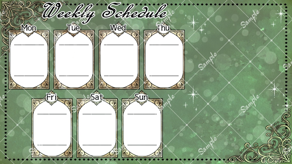 【フリー素材】Vtuber週間配信スケジュール表(ロココ)