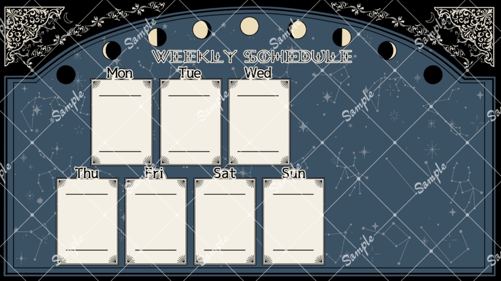 【フリー素材】Vtuber週間配信スケジュール表(月齢)