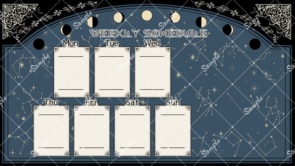 【フリー素材】Vtuber週間配信スケジュール表(月齢)