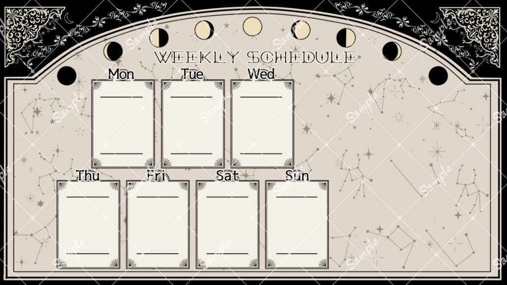 【フリー素材】Vtuber週間配信スケジュール表(月齢)