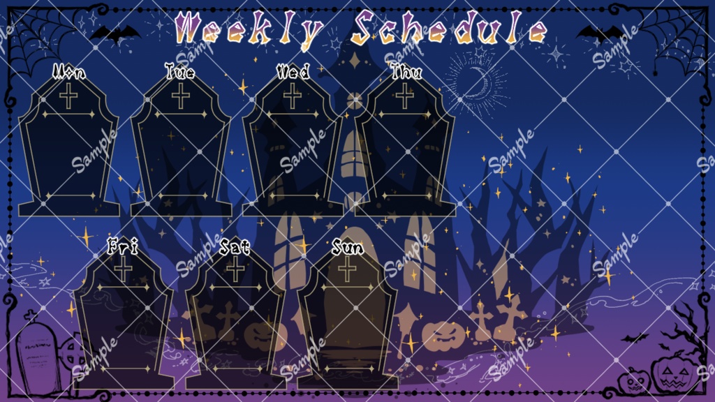 【フリー素材】Vtuber週間配信スケジュール表(ハロウィン)