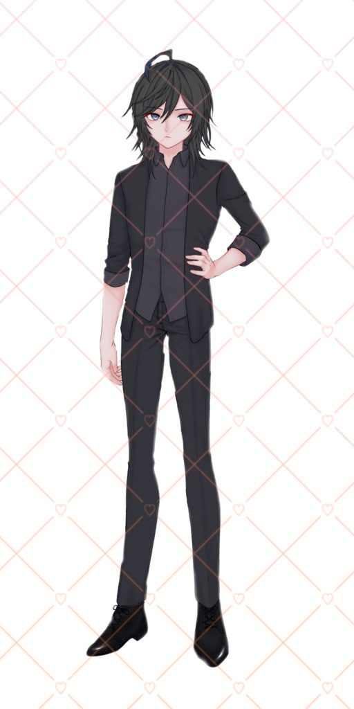 IRIAM対応　立ち絵　黒服　黒髪の男性