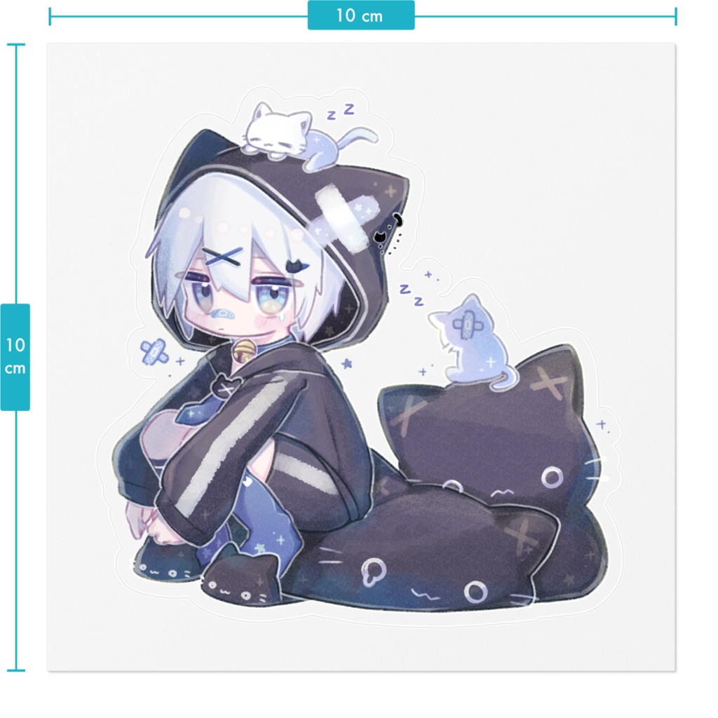 猫耳パーカーくん ステッカー(クリア)