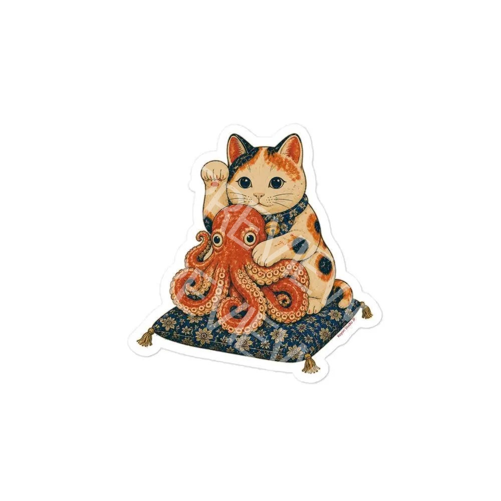蛸と猫ステッカー
