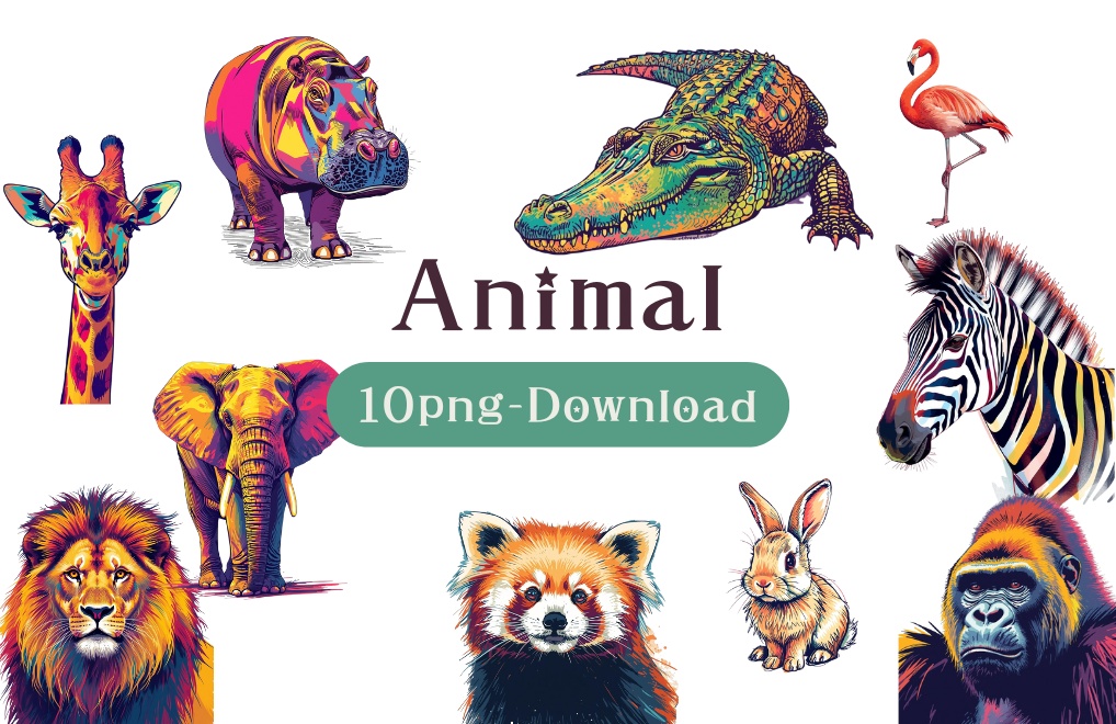 動物デッサン風クリップアートセット(全10種類)