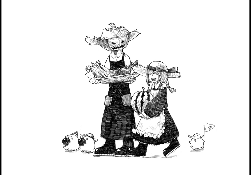 原画「魔女とかぼちゃカレンダー8月」