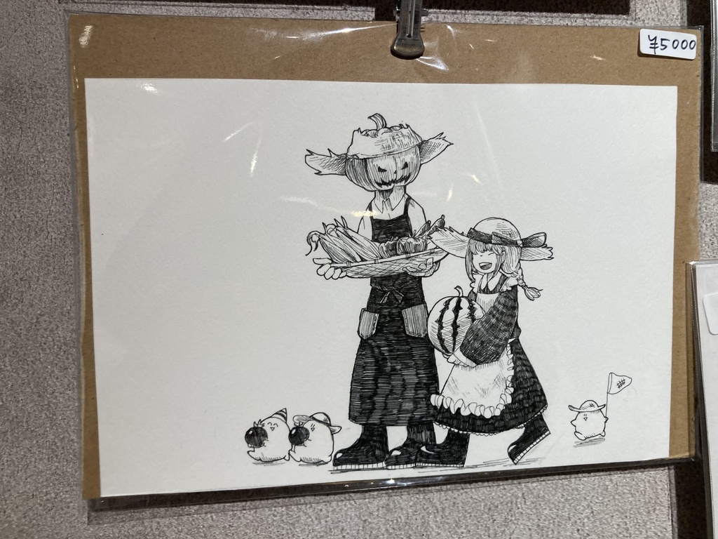 原画「魔女とかぼちゃカレンダー8月」