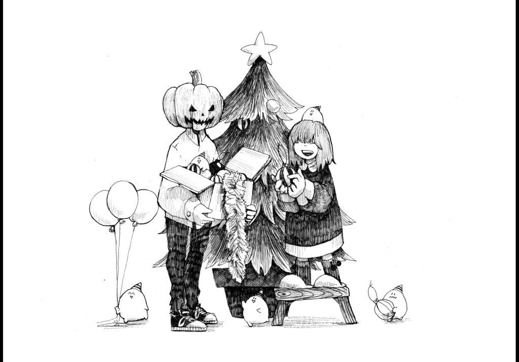 原画「魔女とかぼちゃカレンダー12月」