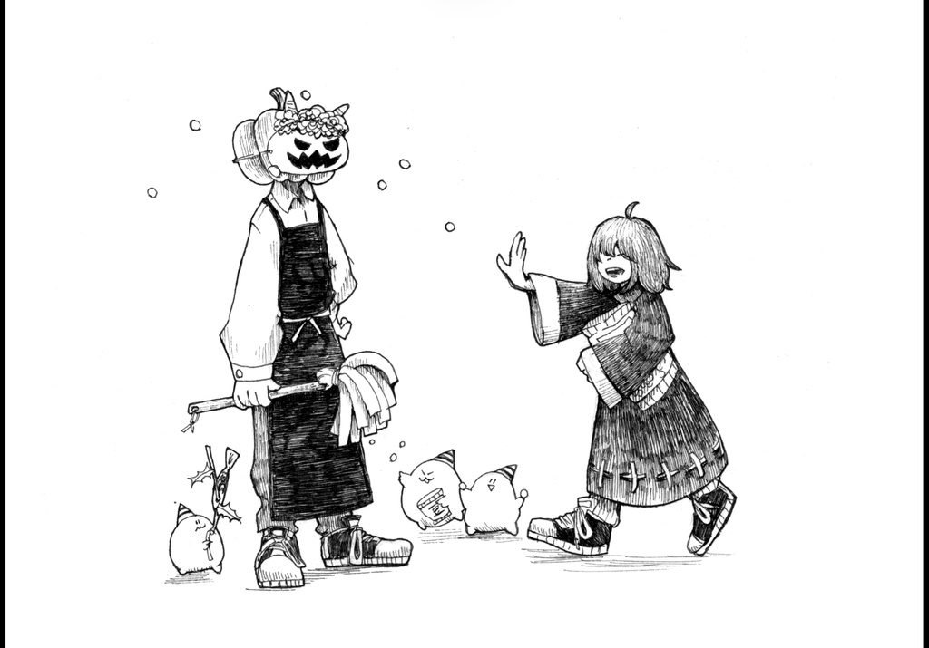 原画「魔女とかぼちゃカレンダー2月」