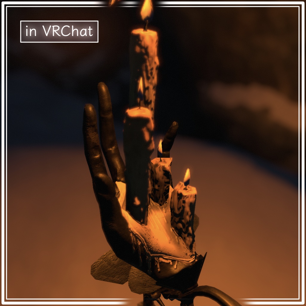 【VRChat想定3Dモデル】手持ち蝋燭立て【アニメーション付き】