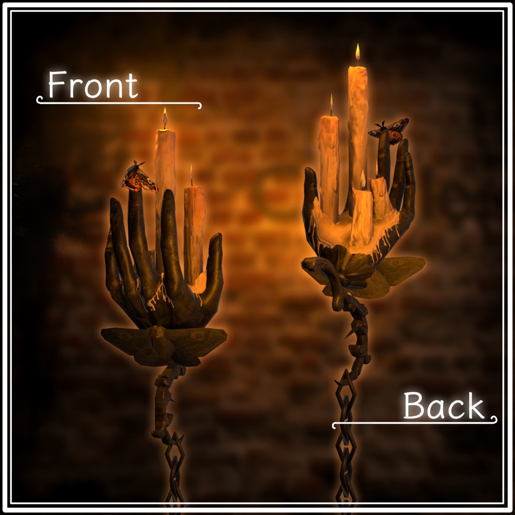 【VRChat想定3Dモデル】手持ち蝋燭立て【アニメーション付き】