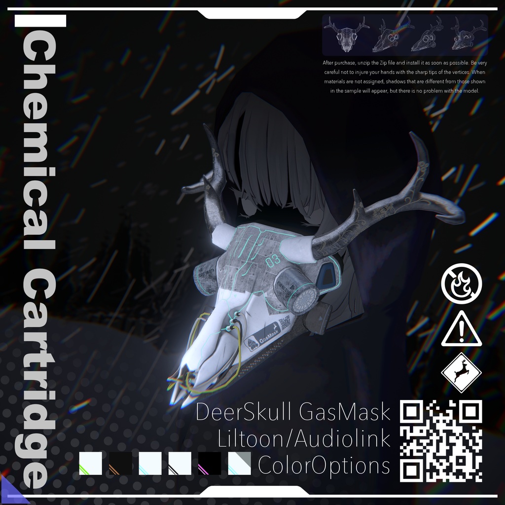 【VRChat想定3Dモデル】ガスマスク -Chemical Cartridge-