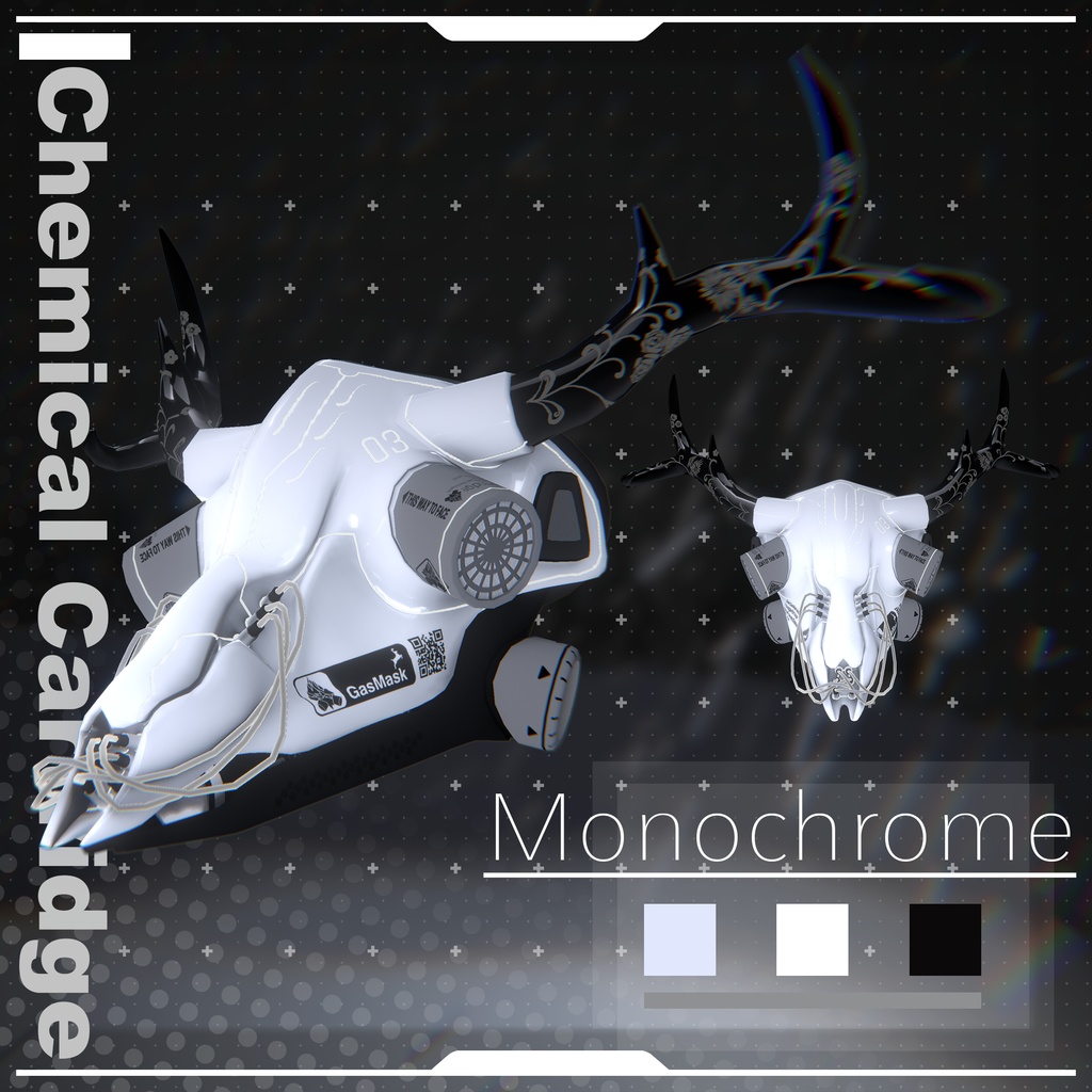 【VRChat想定3Dモデル】ガスマスク -Chemical Cartridge-