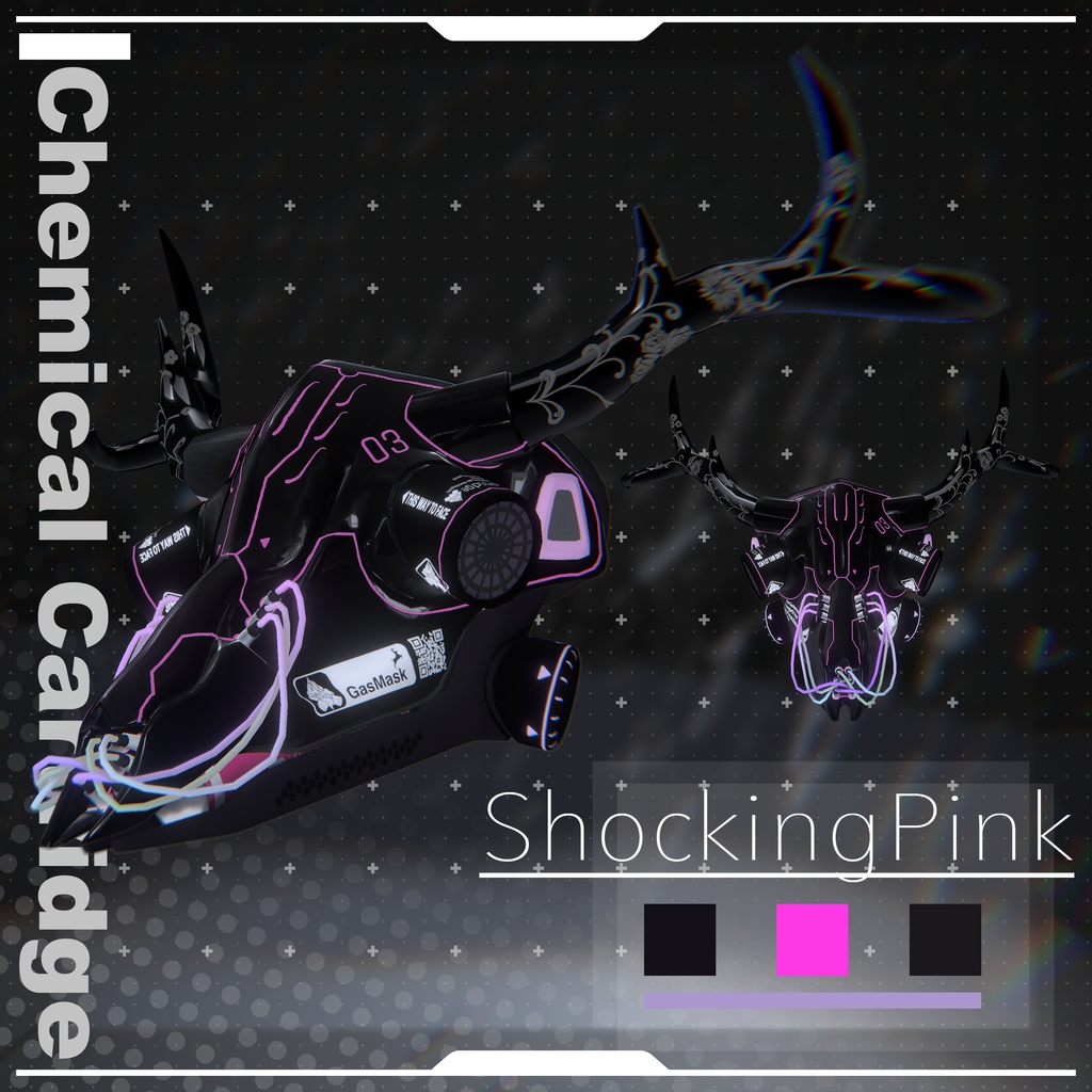 【VRChat想定3Dモデル】ガスマスク -Chemical Cartridge-