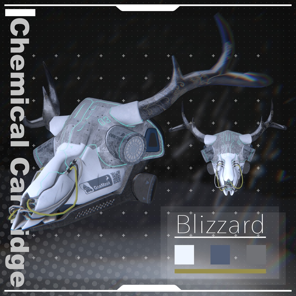【VRChat想定3Dモデル】ガスマスク -Chemical Cartridge-