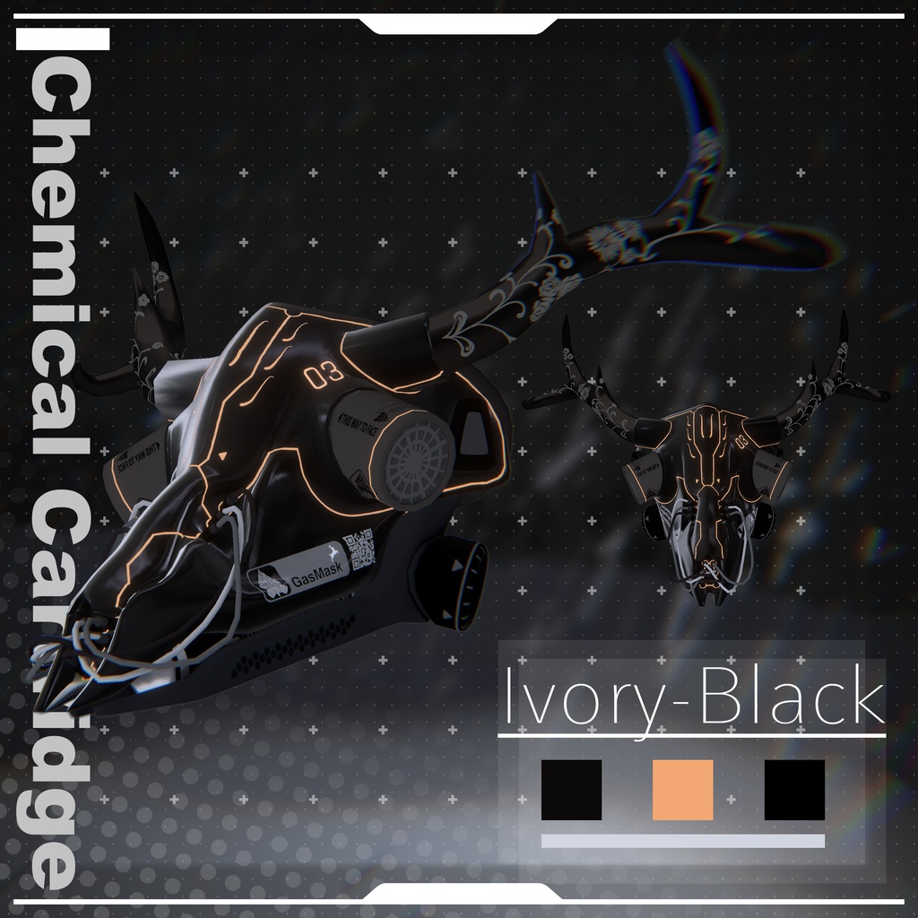 【VRChat想定3Dモデル】ガスマスク -Chemical Cartridge-
