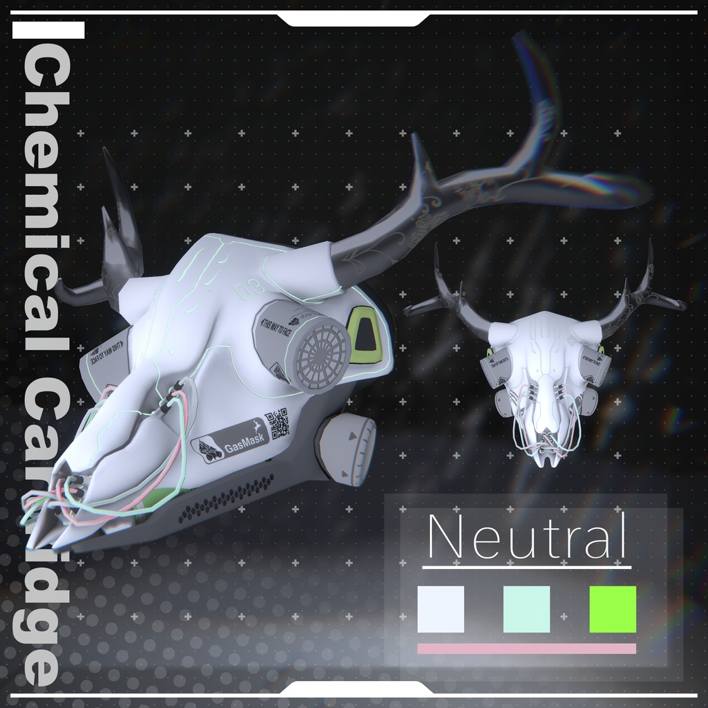 【VRChat想定3Dモデル】ガスマスク -Chemical Cartridge-