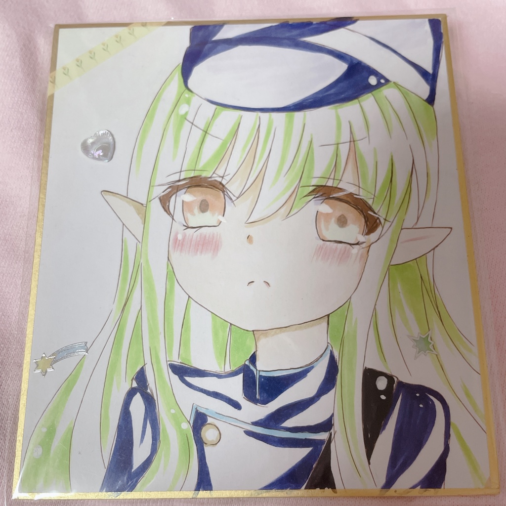 ブルアカ ヒカリちゃん 手描き 直筆イラスト色紙 