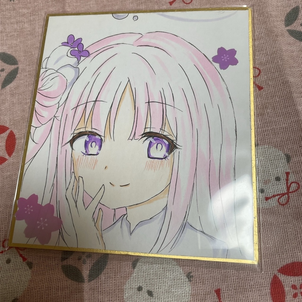 手描きイラスト 色紙 聖園ミカ