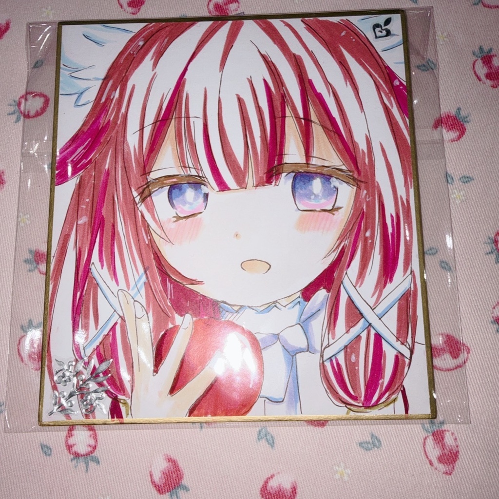 手描きイラスト 色紙　コロンビーナ　apple♡♥　