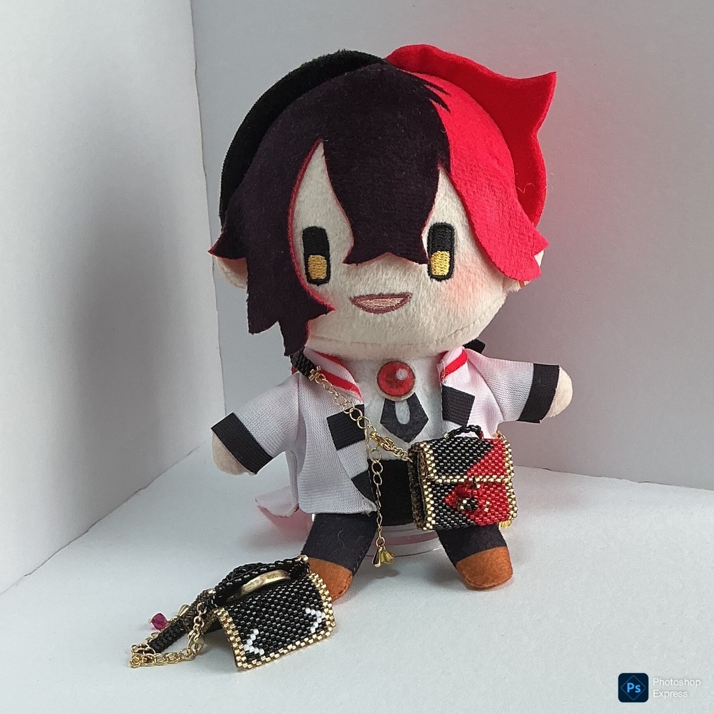【あくねこ】指輪が入るミニチュアビーズバッグ ぬいぐるみ/ドール用小物