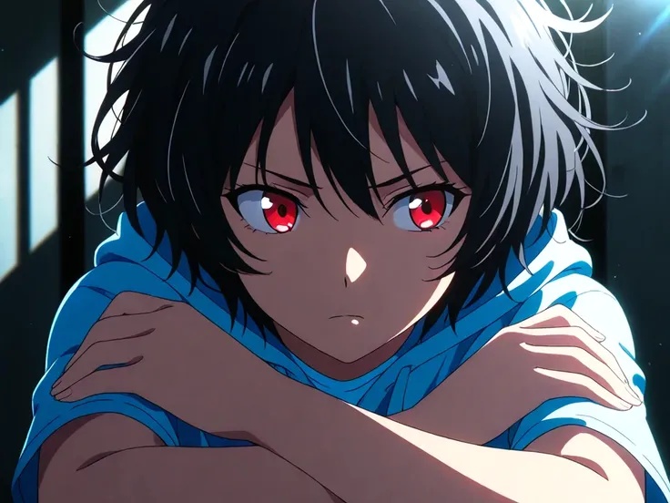 「ダーク系美少女イラスト素材セット vol.1|黒髪×赤目×パーカー(加工・素材利用OK)」