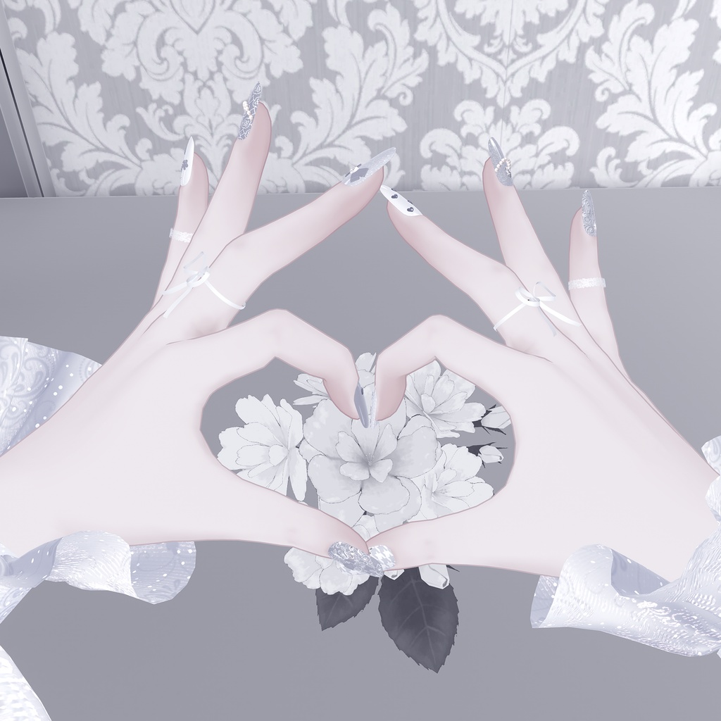 【森羅用】ネイル・指輪・ファーカフス3点セット(カラバリ12色・形3種・MA対応)