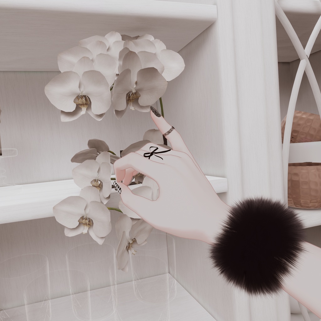 【森羅用】ネイル・指輪・ファーカフス3点セット(カラバリ12色・形3種・MA対応)