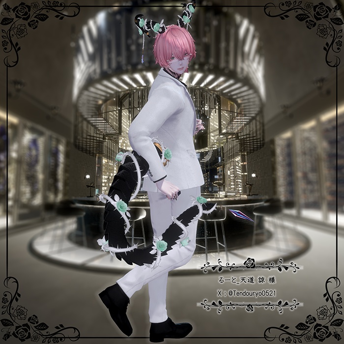 【MA対応/角・しっぽ】🌹 Blooming Horn and Tail🌹(どのアバターでも装着可能・色のカスタマイズ可能・カラープリセット20種用意有り)