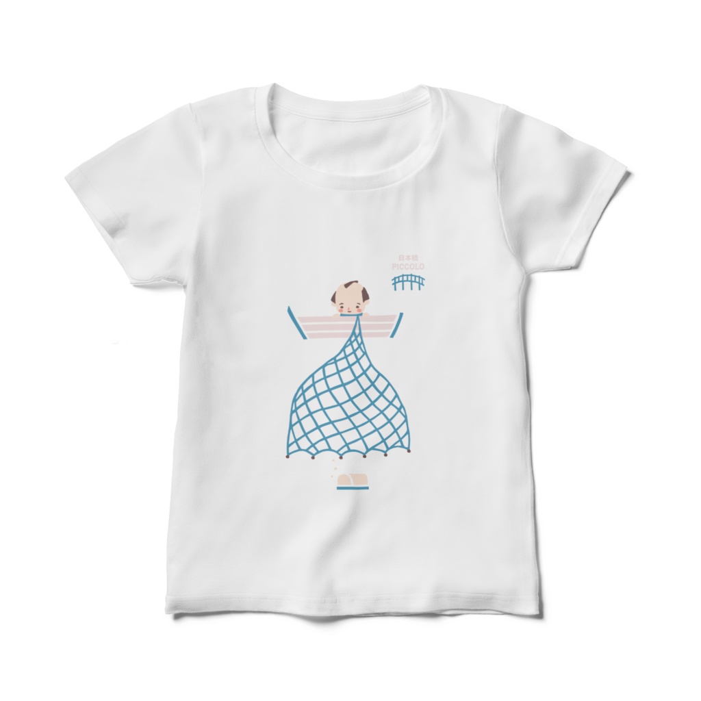ピッコロTシャツ「権助魚 byとつかりょうこ」水色(レディース)