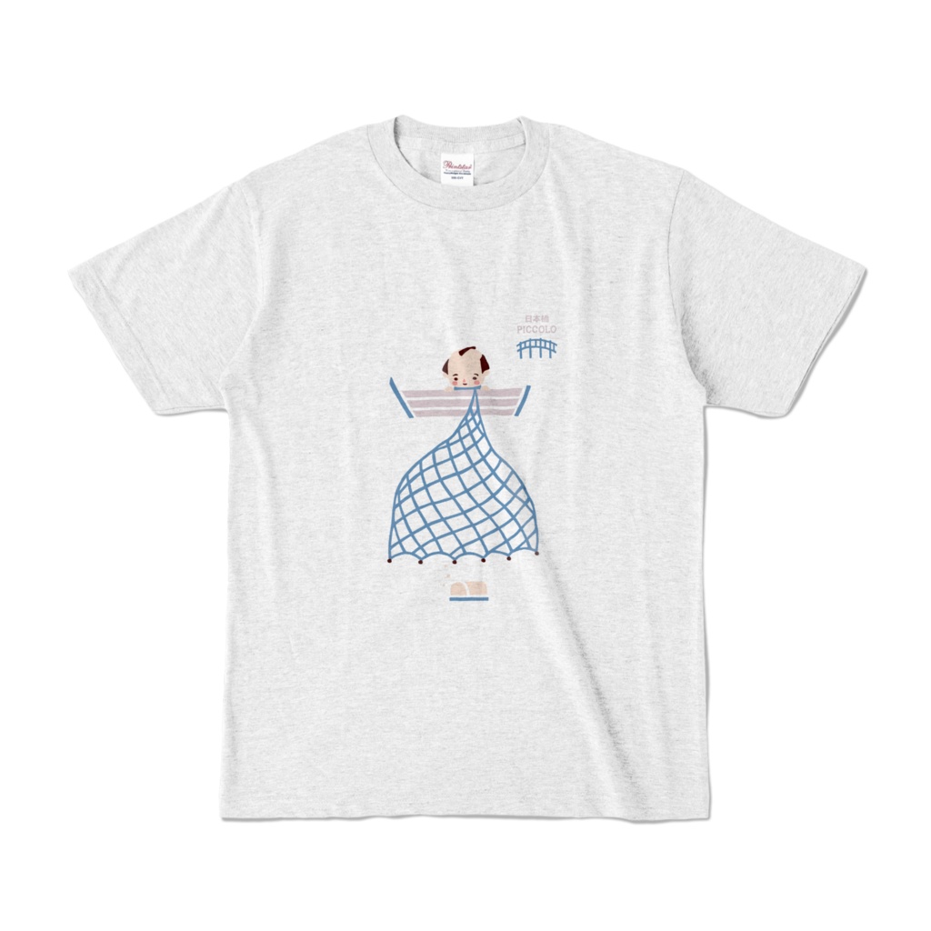 ピッコロＴシャツ「権助魚　byとつかりょうこ」水色（アッシュＴシャツ）