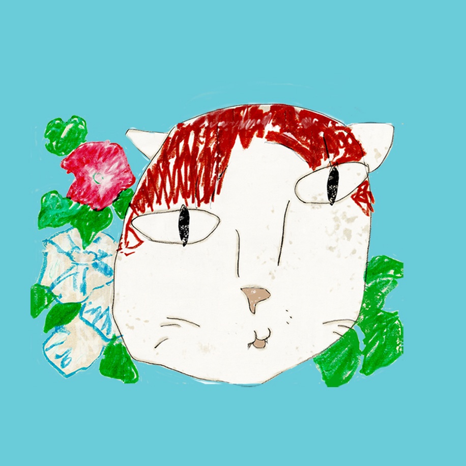 ネコと朝顔 缶ミラー小