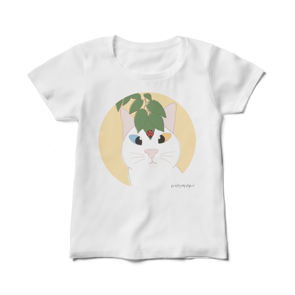 白猫オッドアイwithてんとう虫 レディースTシャツ